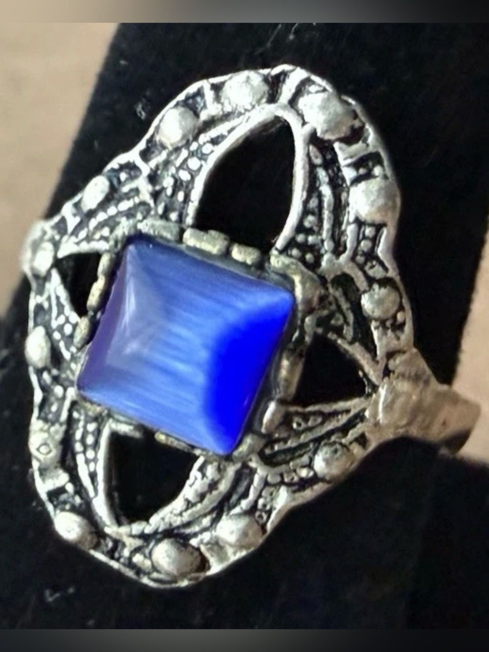 Silver Cocktail Ring Cobalt Blue Handcrafted In Morocco Women’s